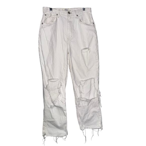 We The Free Maggie Mid Rise White Distressed Jean - Picture 1 of 5